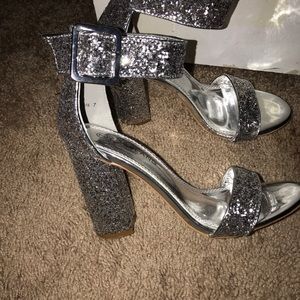 Silver sparkly heels